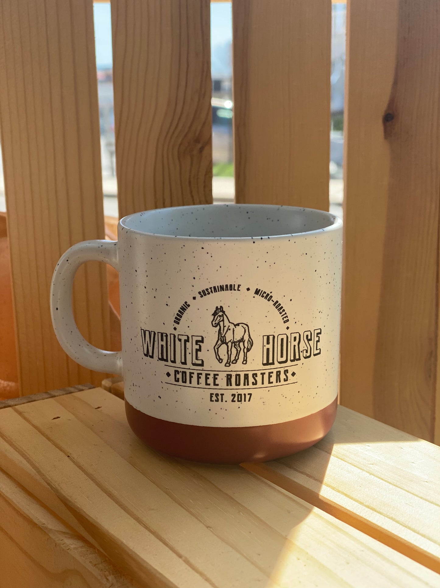 White Horse Terracotta Mug Artisan - Embrace the coffee stand franchise aesthetic with our handcrafted drinkware, exclusively by White Horse Coffee Roasters.